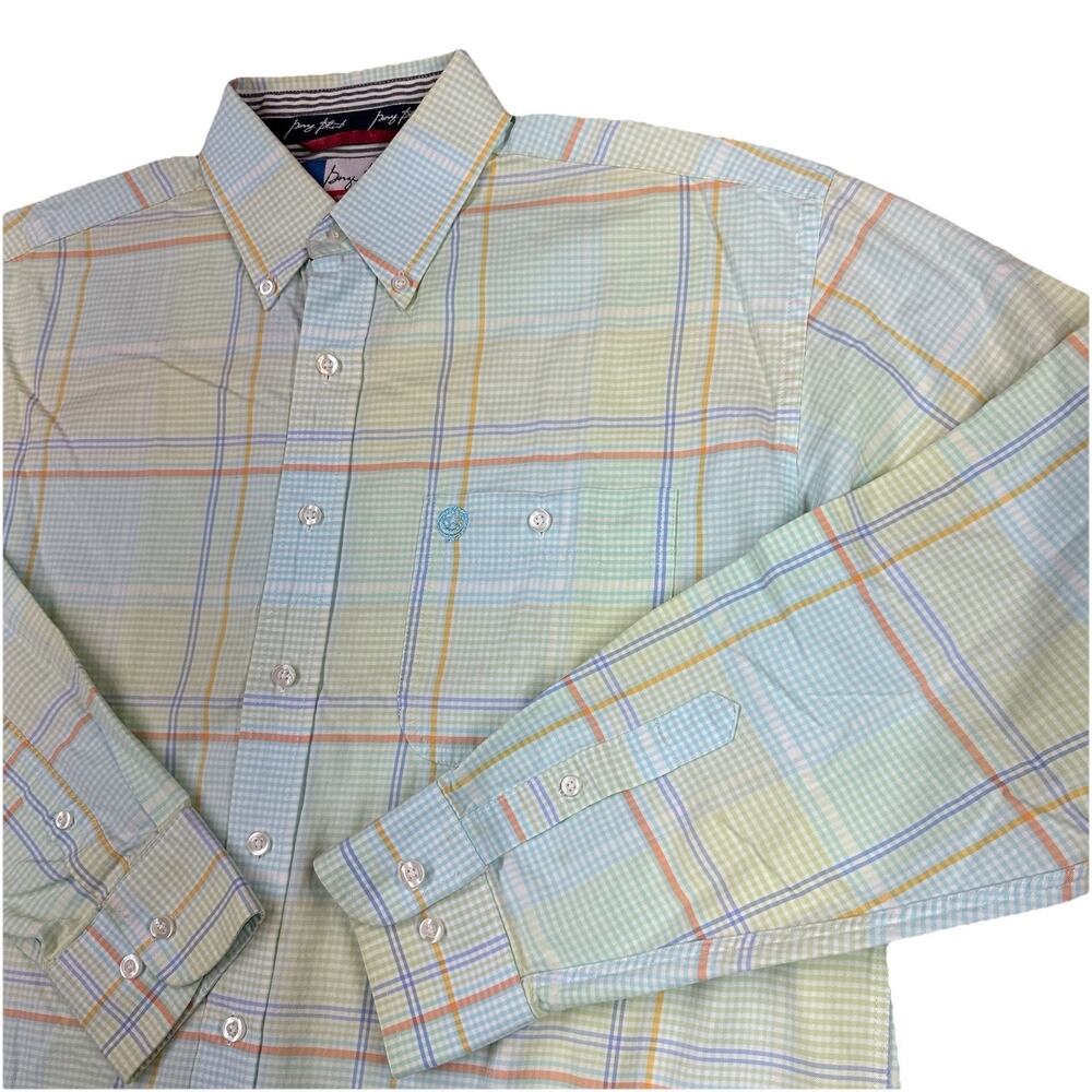 Wrangler George Strait Cowboy Cut Shirt Mens XL Plaid Western Button Down Pastel